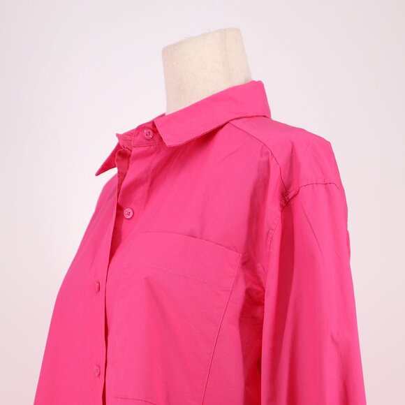 ENGLISH FACTORY Classic Collared Mini Dress Shirt Solid Pink Size S - Picture 5 of 8